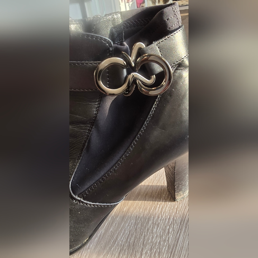 Aquatalia Leather Gothic Boots Gunmetal Hardware Houndstooth Made In Italy - Picture 5 of 12